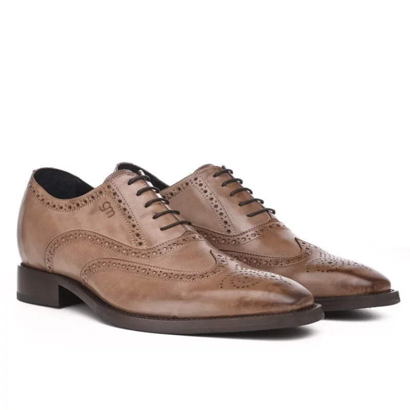 medium brown brogue classic dress shoes